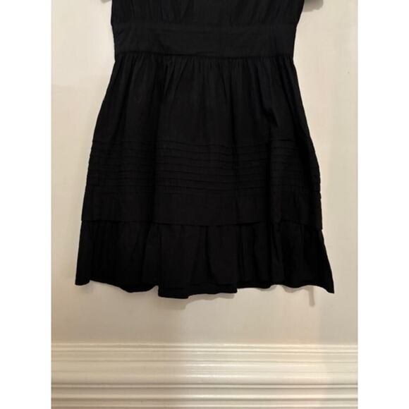 Mi Ami Black Ruffle Mini Dress Tiered A-Line V Neck Short Sleeve Size Small New - Picture 4 of 7